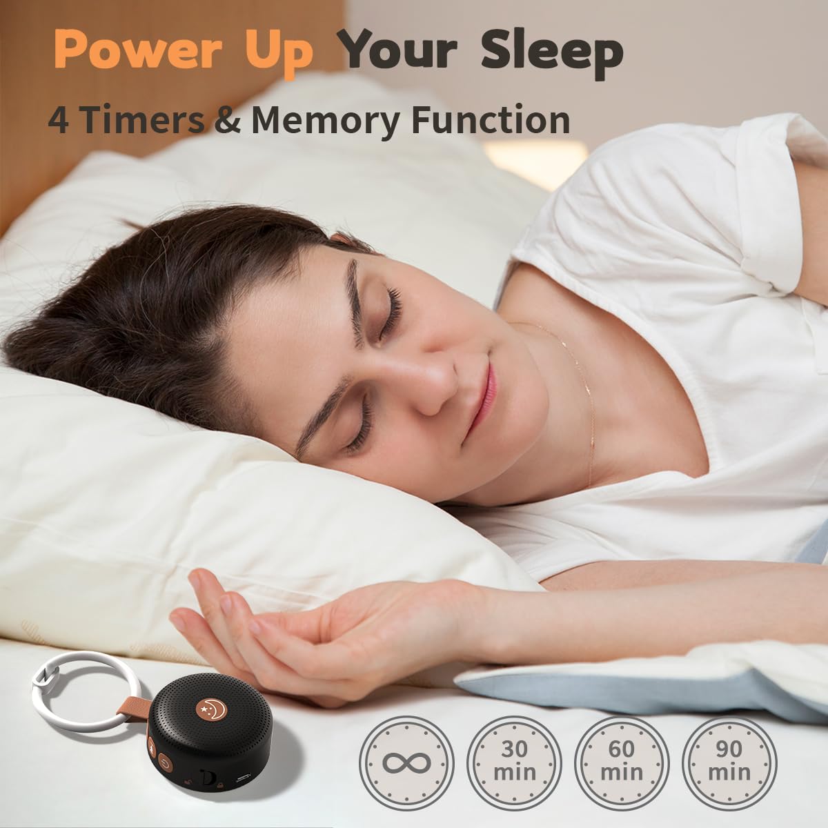 Mini Sound Machine Portable Baby White Noise Machine Brown Noise Machine 30 Soothing Sounds for Kids Adults Auto-Off Timer 32 Volume Levels Battery Sleep Machine for Home Office Privacy (Black)