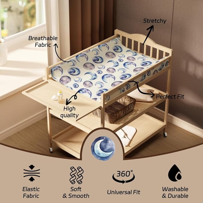 4 Pack Changing Pad Cover for Baby Boys Neutral Unisex Fitted Breathable Baby Changing Pad Sheets for Toddler Changing Table (Sky)