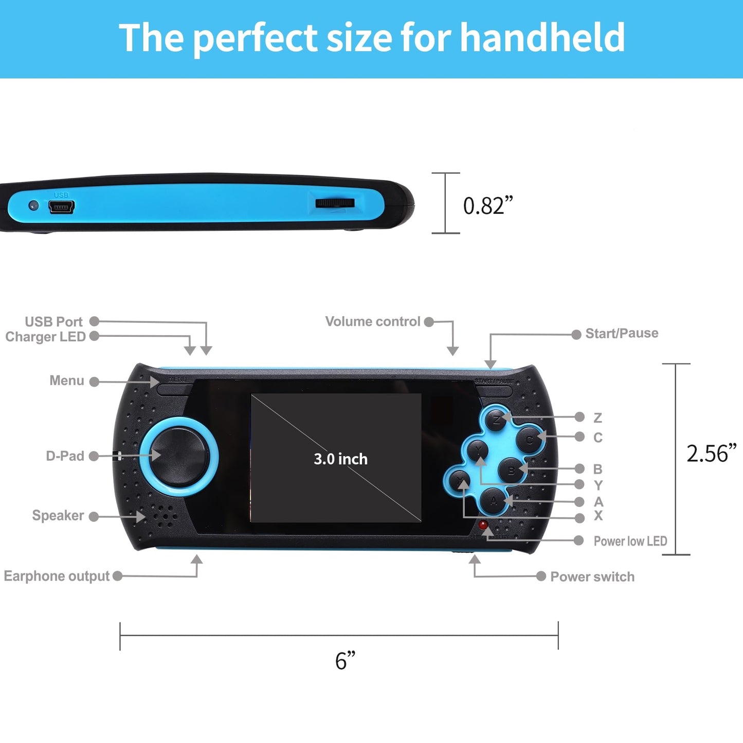 16 Bit Handheld Game for Kids Built-in 230 HD Classic Retro Video Games USB Rechargeable 3.0 Inch Childrens Travel Electronics Toys Portable Gaming Player System Gift for Boys Girls Ages 4-8-12