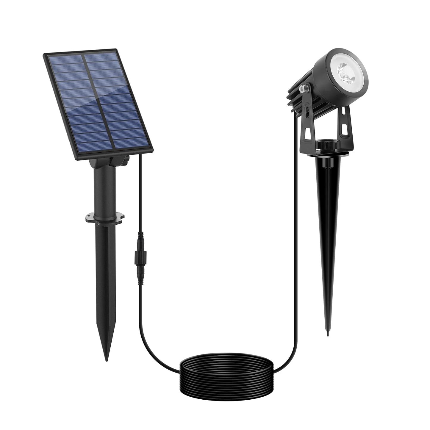 APONUO Solar Spot Lights Outdoor, Metal, IP65 Waterproof, Auto On/Off, 1-in-1, Cool White, 9.8ft Cable, Ideal for Garden and Pathway