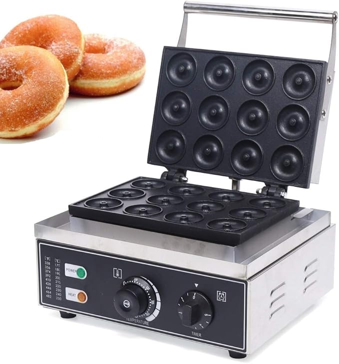 110V Commercial Donut Maker Machine, Electric Stainless Steel Doughnut Maker Double-Sided Heating
