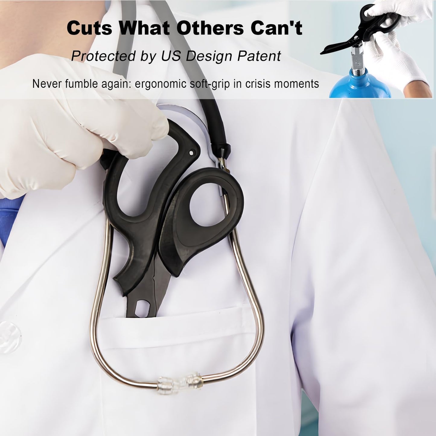 MEUUT 2 Pack Medical Scissors Trauma Shears for Left and Right Hand -Patented Bandage Scissors All Purpose with Non-Stick Blades, Surgical Grade Shears Stainless Steel EMT Scissors for Nurses EMT
