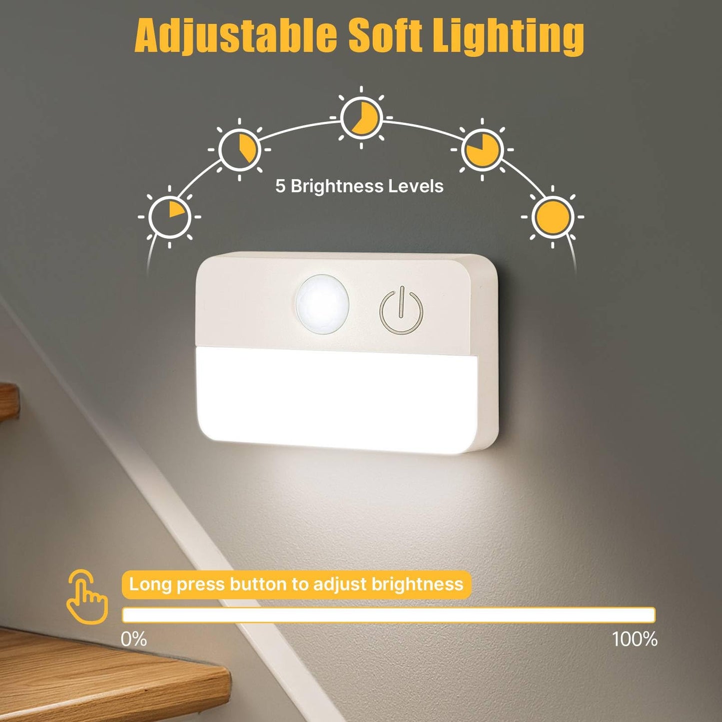 Guankai 3 Pack Motion Sensor Stair Lights For Indoor  Wireless Rgb Battery Operated Night Light  Led Stick On Hallway Closet Under Cabinet Step Portable Lamp For Bedroom Kitchen Bathroom