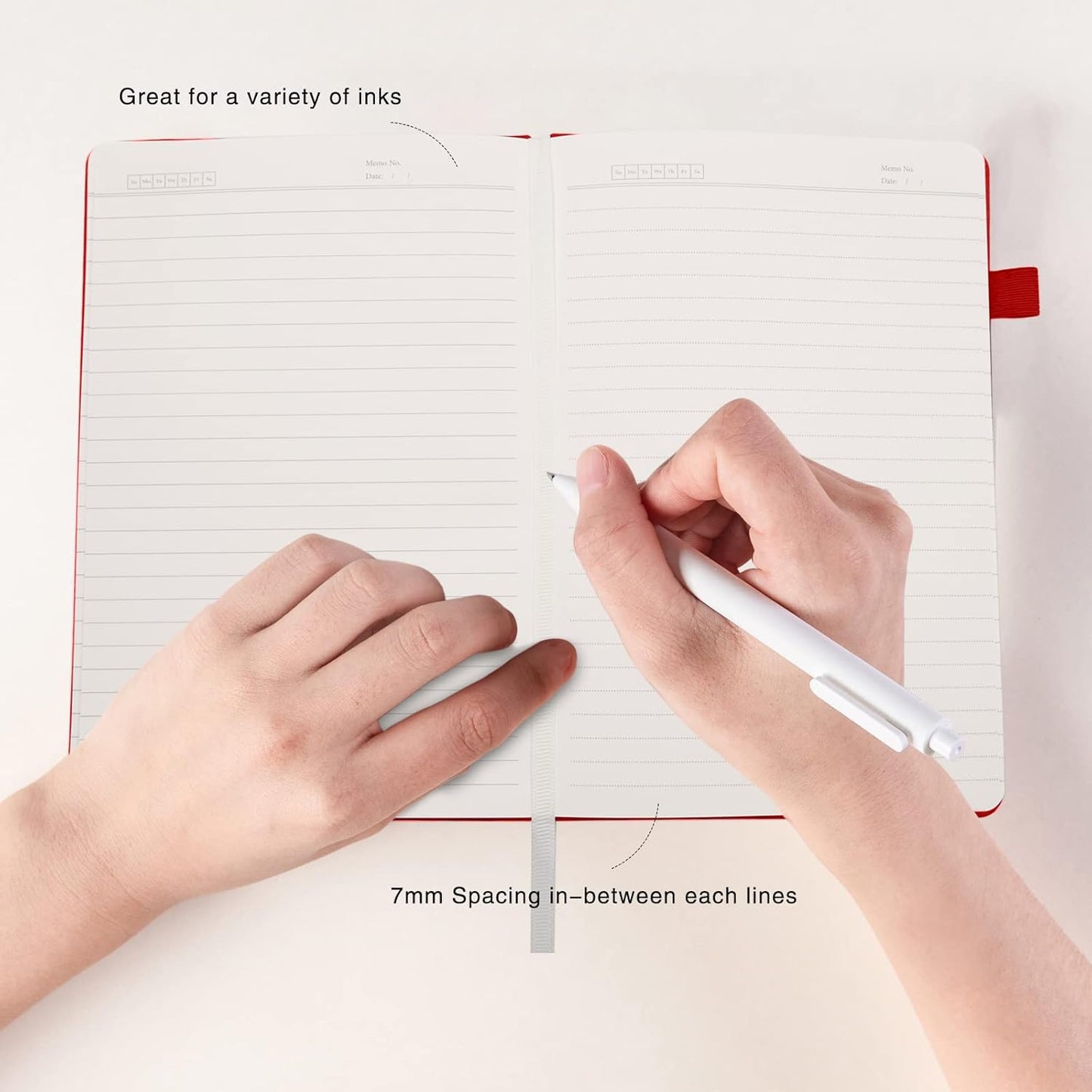 Deziliao Lined Journal Notebooks with Pen Loop, Hardcover Notebook Journal for Work, 100Gsm Premium Thick Paper with Inner Pocket, Medium 5.7''''x8.4'''', ?bright Red, Ruled, 1 Pack