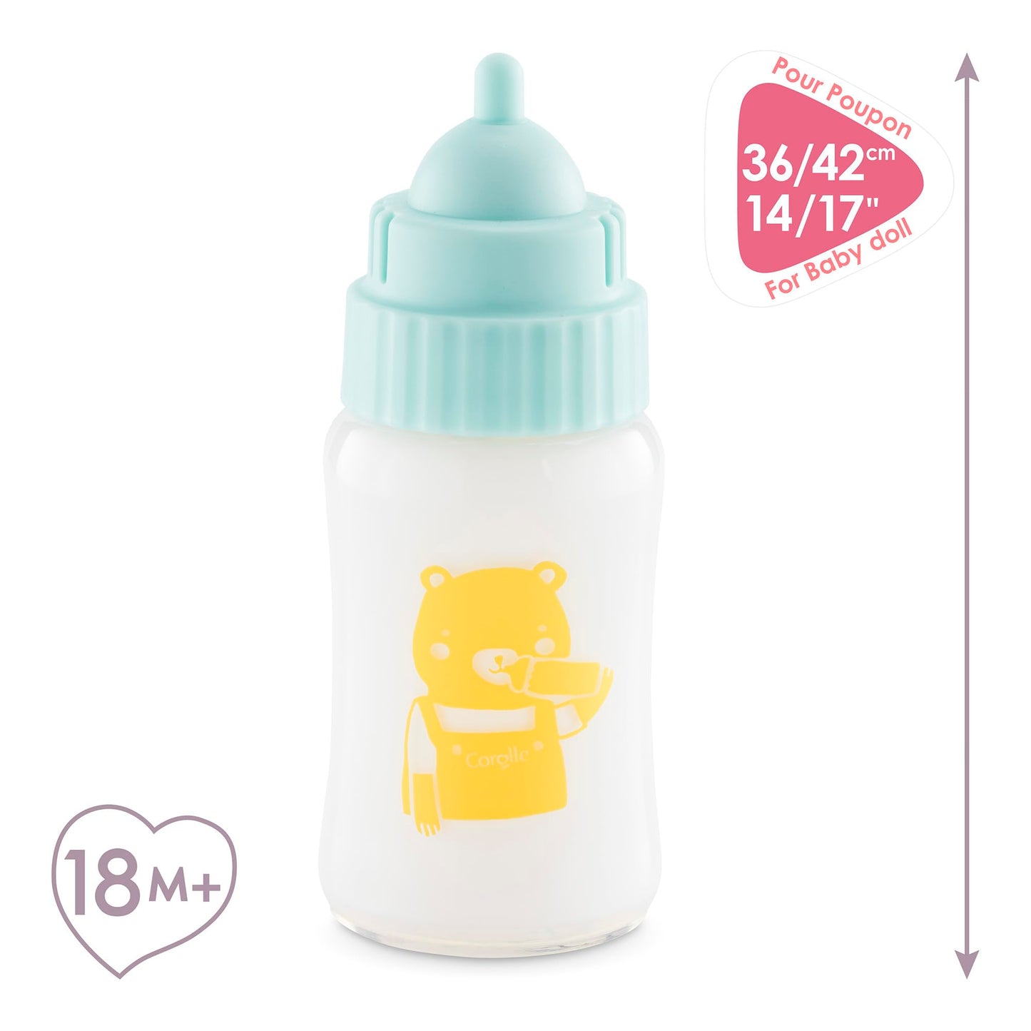 Corolle Magic Milk Baby Doll Bottle for 14-17", Interactive Baby Doll Accessories with 3 Realistic Sounds (Crying, Laughing, Sucking), Feeding Sounds, Batteries Included