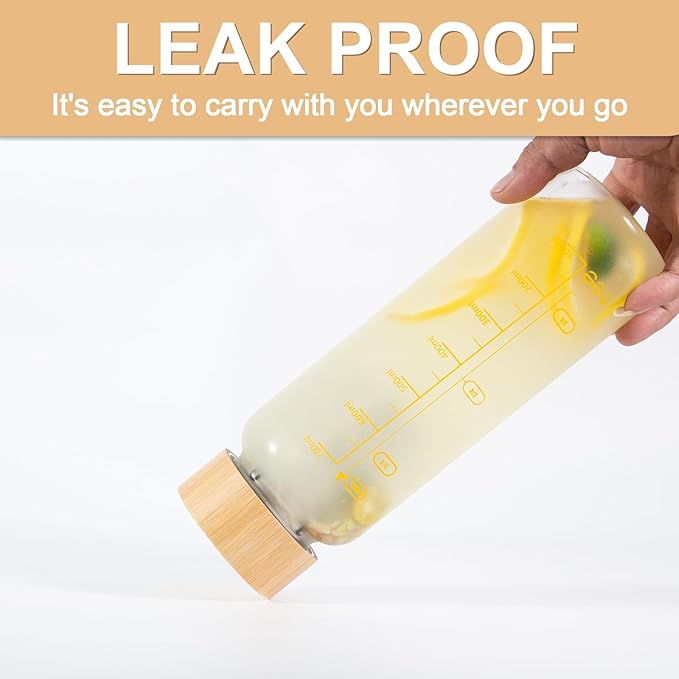 29oz Glass Water Bottle, Leak-Proof, with Stainless Steel Tea Infuser, BPA-Free, Suitable for Office, Car, Gym, and Travel, Reusable, for Hot and Cold Beverages (Circular-29oz-2pcs)