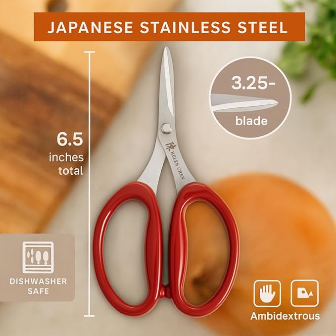 Helen’s Asian Kitchen Universal Scissors, Japanese Steel, 3.25” Heavy Duty Kitchen Shears