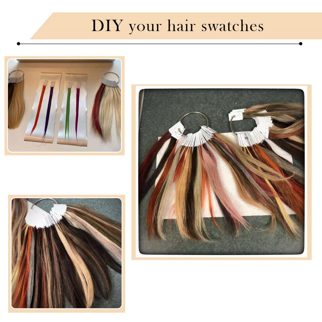 RINBOOOL Hair Swatches for Testing Color, Tone Level 10 Lightest Blonde 60, Real Natural Remy Human Hair Sample Chart Rings, 30