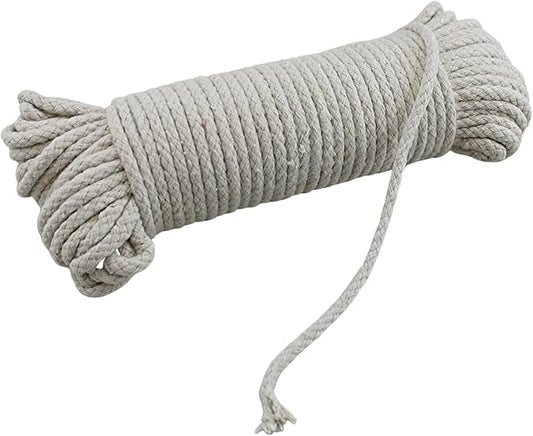 100 Ft Heavy Duty Braided Cotton Rope Clothesline Approximately #6 1/4" 6 mm Multi Purpose Home Boat Camping