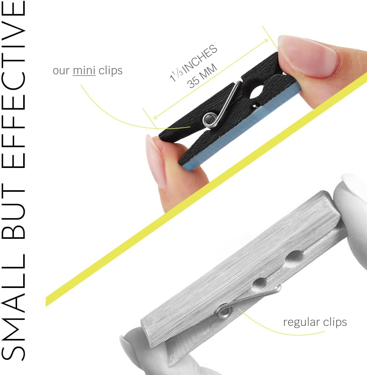 20 Pack Mini Self Adhesive Clips for Pictures - Black Wood Clip Photo Holders for Wall, Poster Hanger, Photo Cards Hanging Display Board & Picture Boards, Artwork Photos Holders Card Room Decor