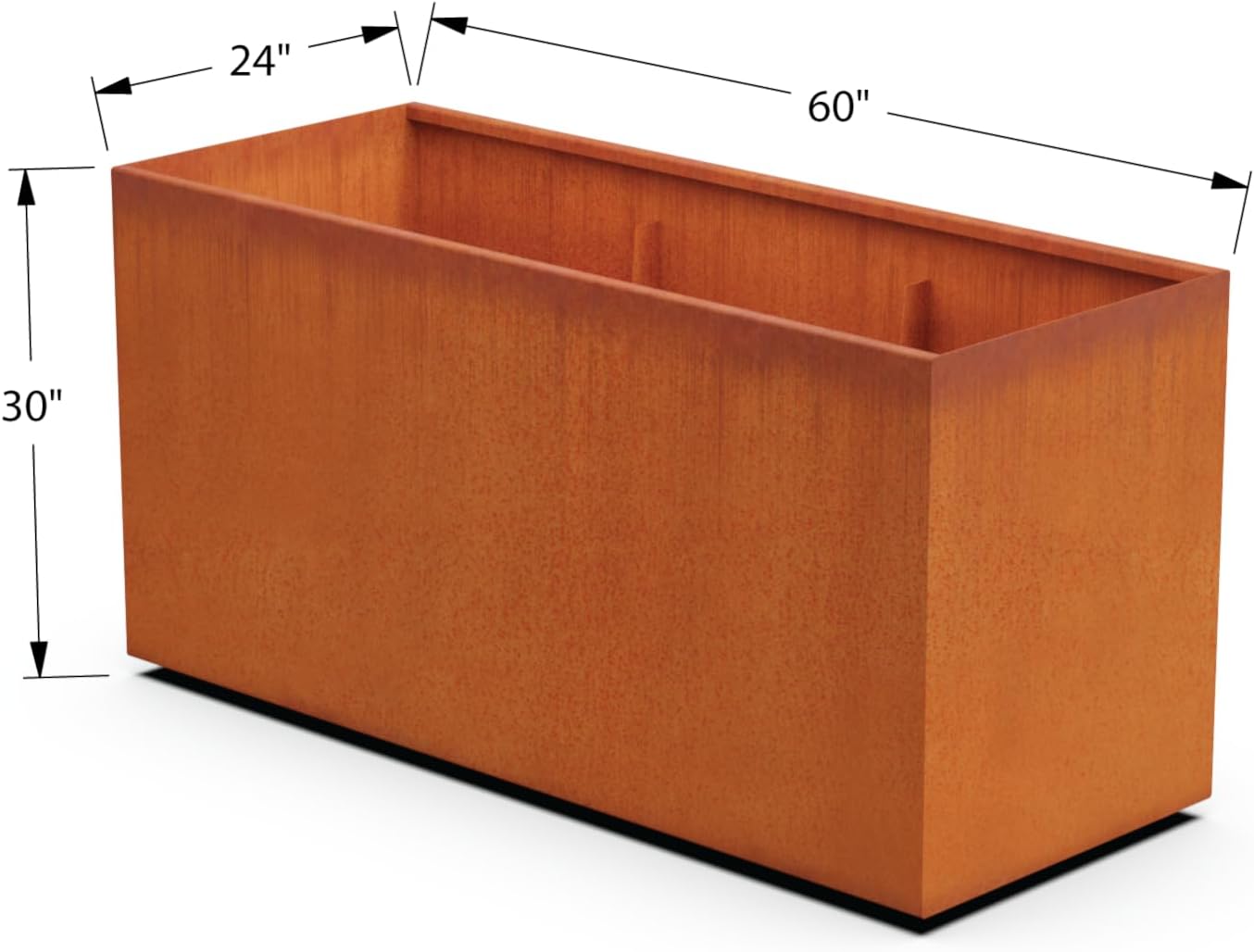 Large Rectangular Planters for Outdoor Plants 60x24x30 Inch | Extra Large Corten Steel Planters - Heavy Duty Metal Planter Box for Privacy Screen | Fully Welded & Assembled
