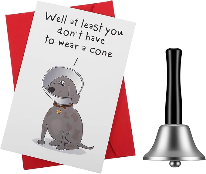 QFGasre Hand Bell Funny Get Well Gifts for Women Men And Humor Speedy Recovery Card Silver Bells With Envelope for Food Li...