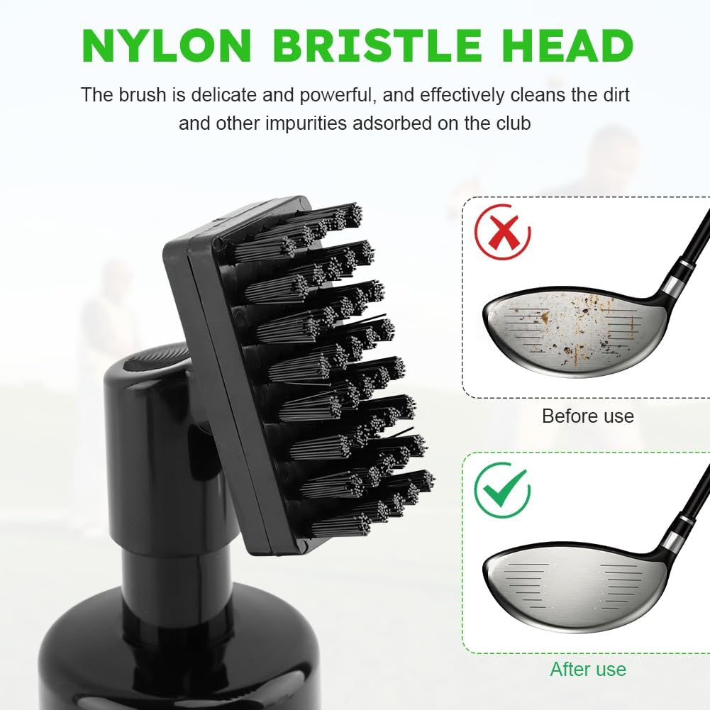 Golf Club Brush with Golf Groove Sharpener Golf Cleaning Kit Golf Water Brush with Retractable Clip Leak-Proof Press Water Bottle Hold 5oz of Water Best Golf Gifts for Men
