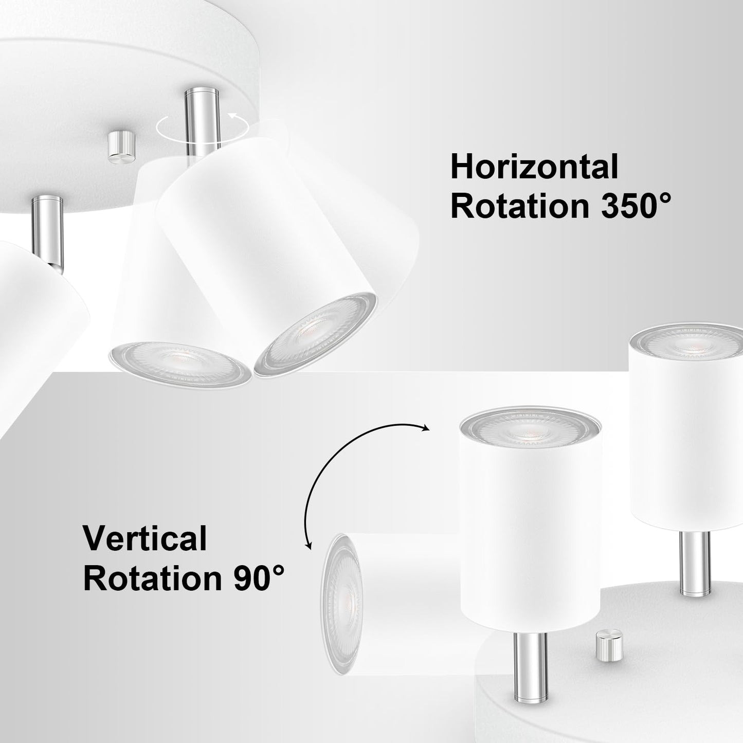 3 Light Track Lighting Fixtures Ceiling, Matte White Round Directional Ceiling Spotlight, GU10 Flush Mount Track Fixture, Adjustable Modern LED track Lights for Kitchen/Living Room, Bulb Not Included