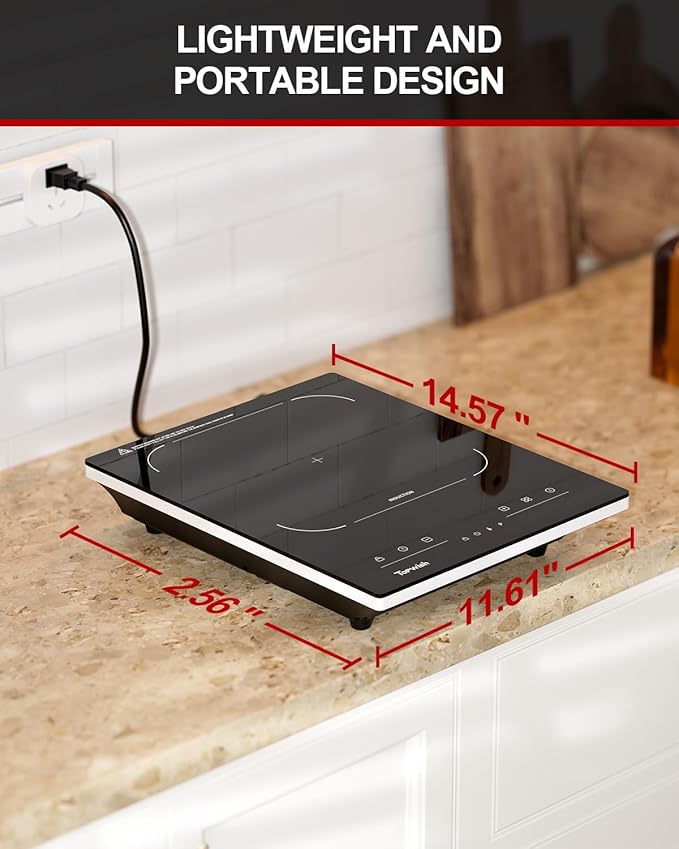 Portable Induction Cooktop, Hot Plate Countertop Burner with 8 Temp Levels, Timer, Auto-Shut-Off, Touch Panel, LED Display, Auto Pot Detection, Child Safety Lock