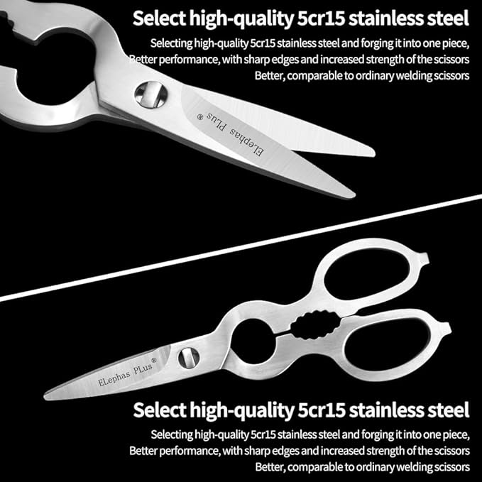 Kitchen Shears Heavy Duty Kitchen Scissors,All Purpose Come Apart Blade Made with All Stainless Steel, Food Scissors for Meat/Vegetables/BBQ/Fish/Spices/Herbs, Silvery