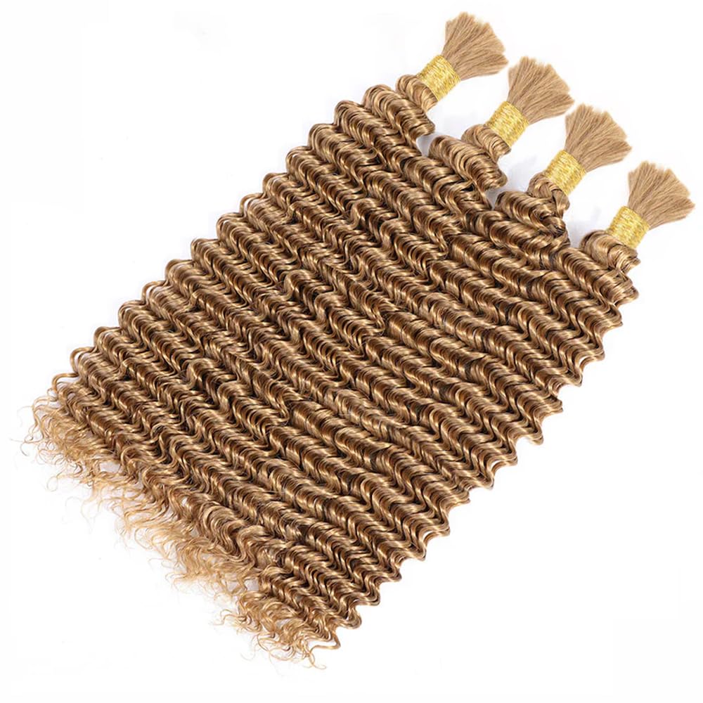 Human Braiding Hair for Boho Knotless Braids Deep Wave Bulk Human Hair for Braiding Hair Wet and Wavy Brazilian Virgin Human Boh