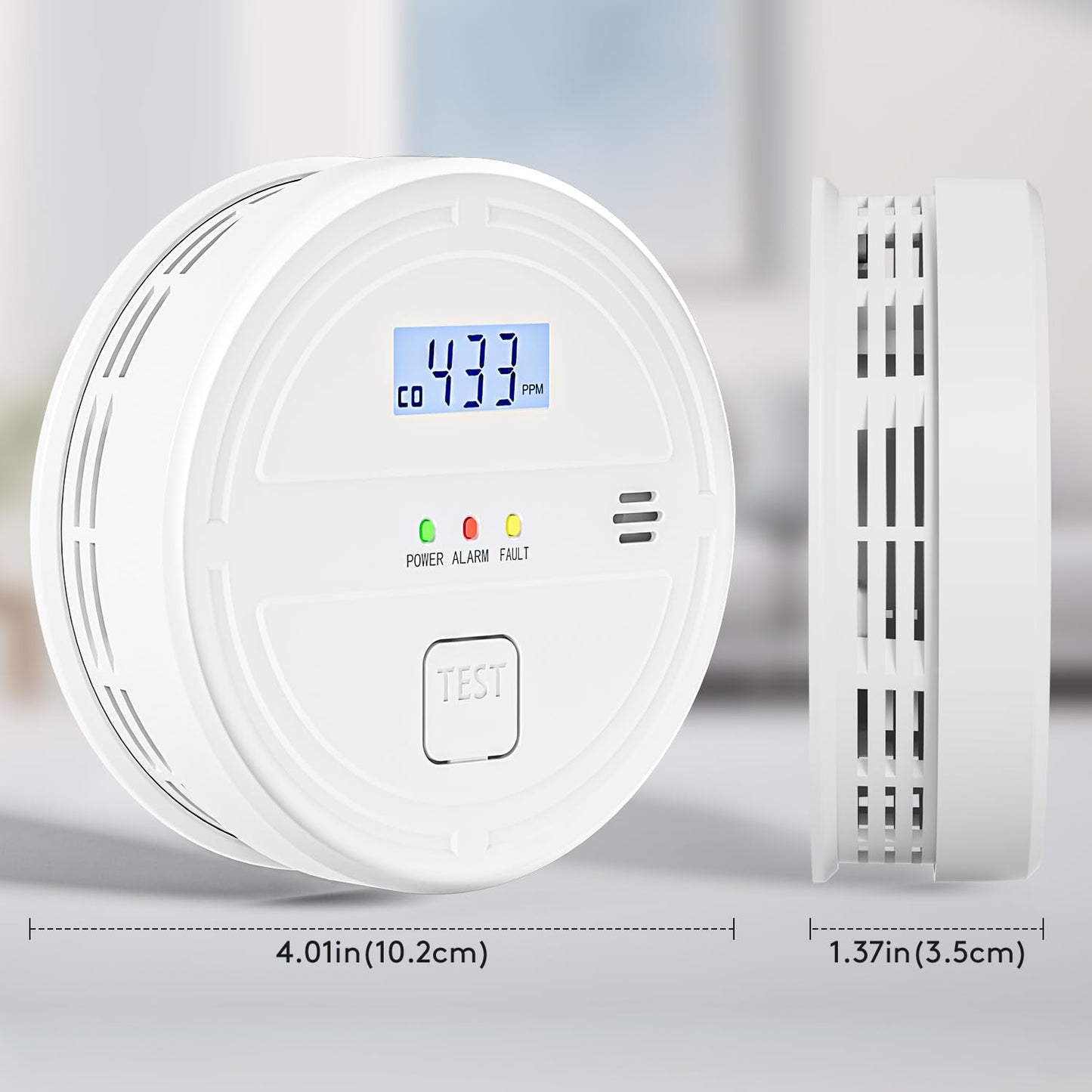 4 Packs Smoke & Carbon Monoxide Detector Battery Operated,2-in-1 Smoke Detector Carbon Monoxide Detector Combo,Smoke Alarm with Digital Display for Home