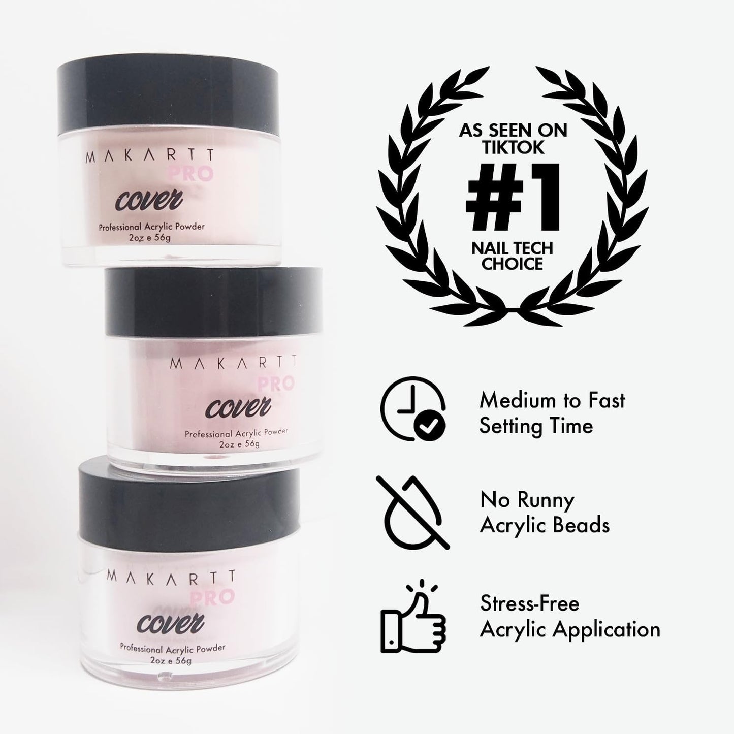MakarttPro Acrylic Powder - 56g/2oz Nail Cover for Extension, Perfect for Professional Private Nail Technicians - Color: Rosy Ve