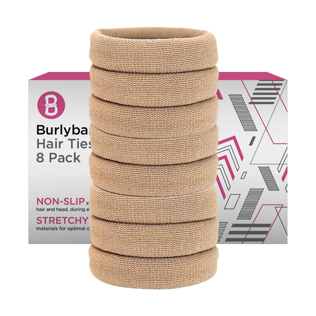 Burlybands Large Hair Ties for Thick, Heavy or Curly Hair - Non-Slip, Non-Damage, Seamless Women's Ponytail Scrunchies - Lt Brow