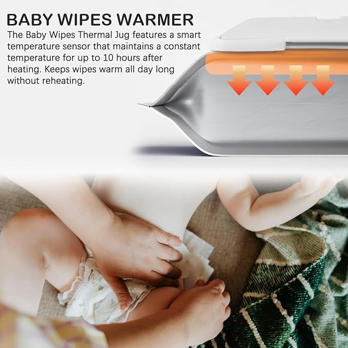Baby Wipes Warmer Travel Wipes Warmer Portable Thermostat Reusable Wipes Heater for Home Car Travel （White）