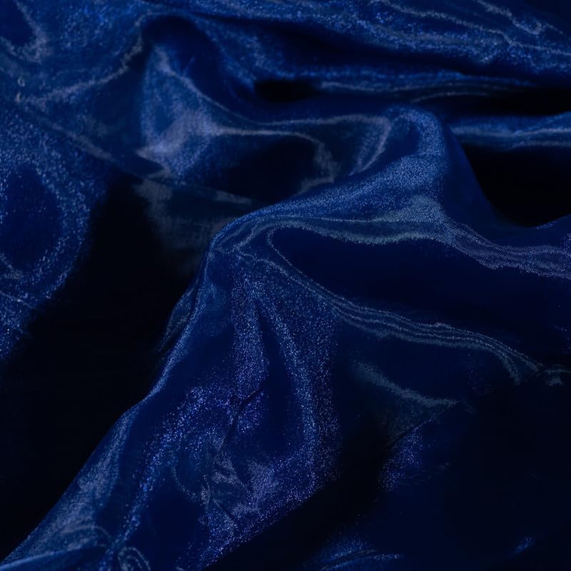 Fynite Navy Blue Organza Fabric by The Yard | 1 Yard Long | 44" Wide | Bridal Soft Sheer Organza Tulle for DIY Wedding Dress Fashion Craft Decorations
