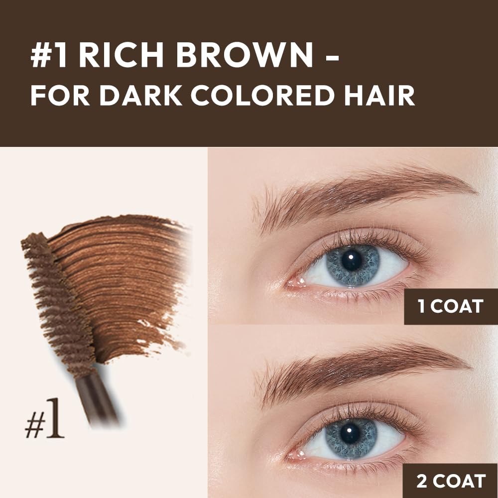ETUDE Color My Brows Big Size, Brow Mascara, 3D Natural Coloring, Beeswax & Carnauba Wax, Moisturizing Brow Care, Eyebrow tint,