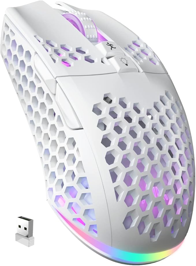 SOLAKAKA SM600 White Wireless Gaming Mouse,Tri-Modes BT5.1/Type-C Wired/2.4G Wireless Mouse with 2 Side Buttons, Programma...