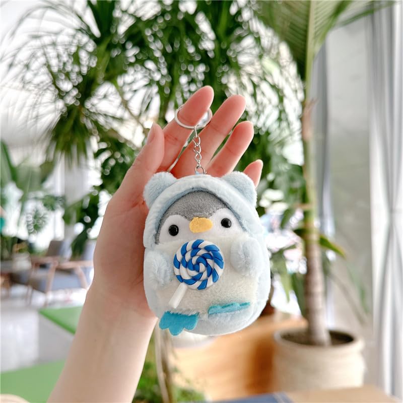 Ordabi 4 PCS Kawaii Plush Penguin Keychain for Purse Fairycore Stuffed Animal Keyring Pendant Fluffy Cutecore Charms Accessories