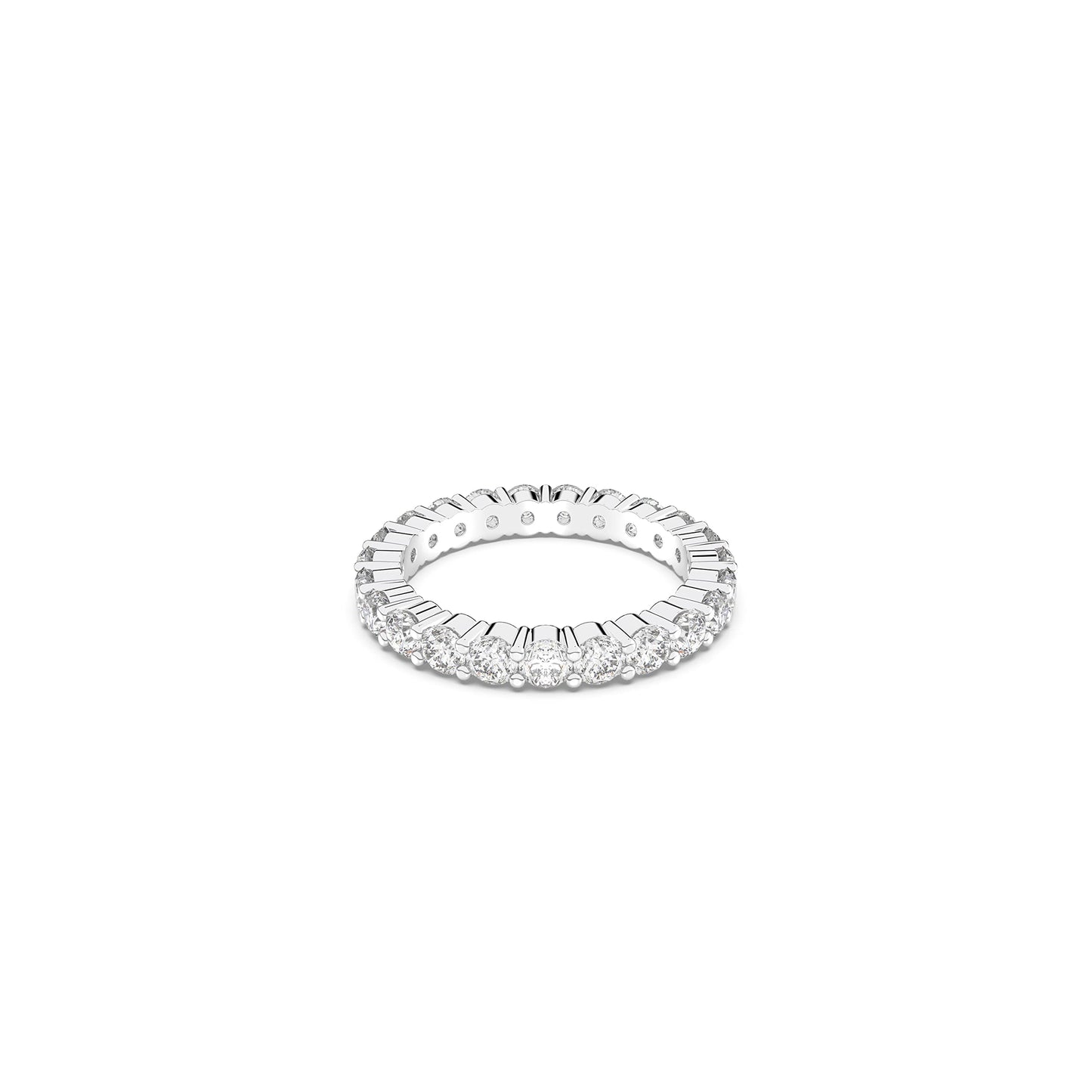 Swarovski Vittore XL Ring, Clear circle-cut Swarovski Crystals on a Rhodium Finish Setting, Size 7, Part of the Swarovski Vittor