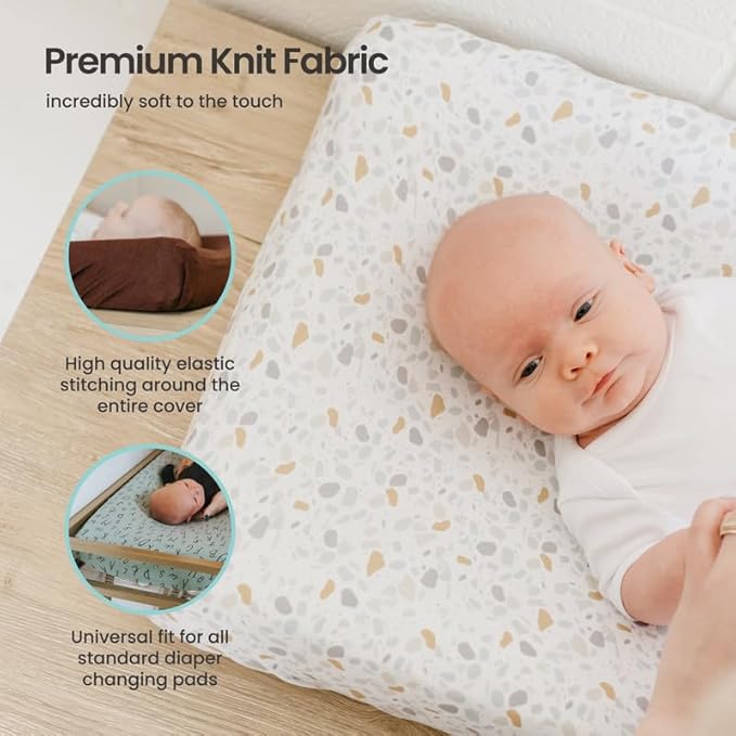 Copper Pearl Premium Knit Changing Pad Cover Soft, Stylish, and Universal Fit for All Standard Diaper Changing Pads, Trendy Design Changing Pad Covers, Meadow