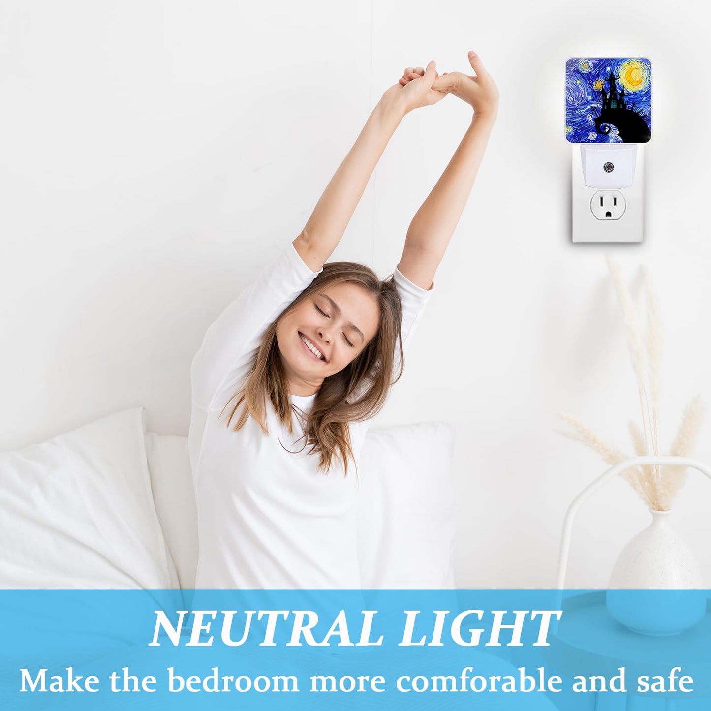 Slhfdkl Starry Night Light  Plug-Into Wall Halloween Nightlight Lamp With Dusk To Dawn Sensor  Led Lamp 0.5W Energy Efficient For Boys Girls mature-themeds Home Decor