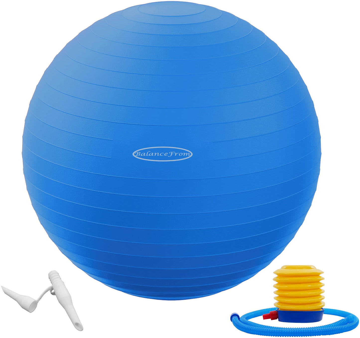Fitvids Anti-Burst Slip Resistant Exercise Ball - 34-inch Blue, 2,000-Pound Capacity, Quick Pump