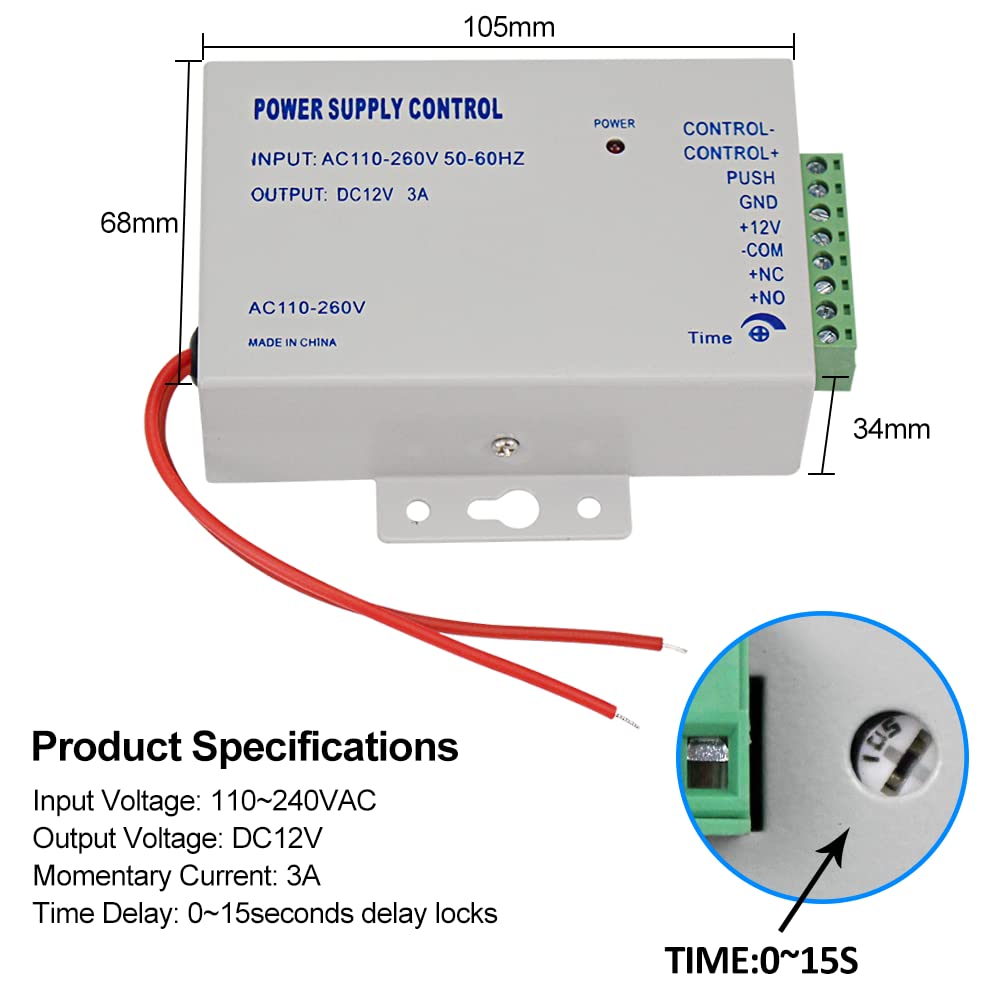 QTTYELOK Wifi Tuya Access Control System Kit Outdoor Waterproof RFID Access Controller Touch Keypad 125KHz 13.56MHz + 180KG Electric Magnetic Lock, Smart Phone APP Password Unlock