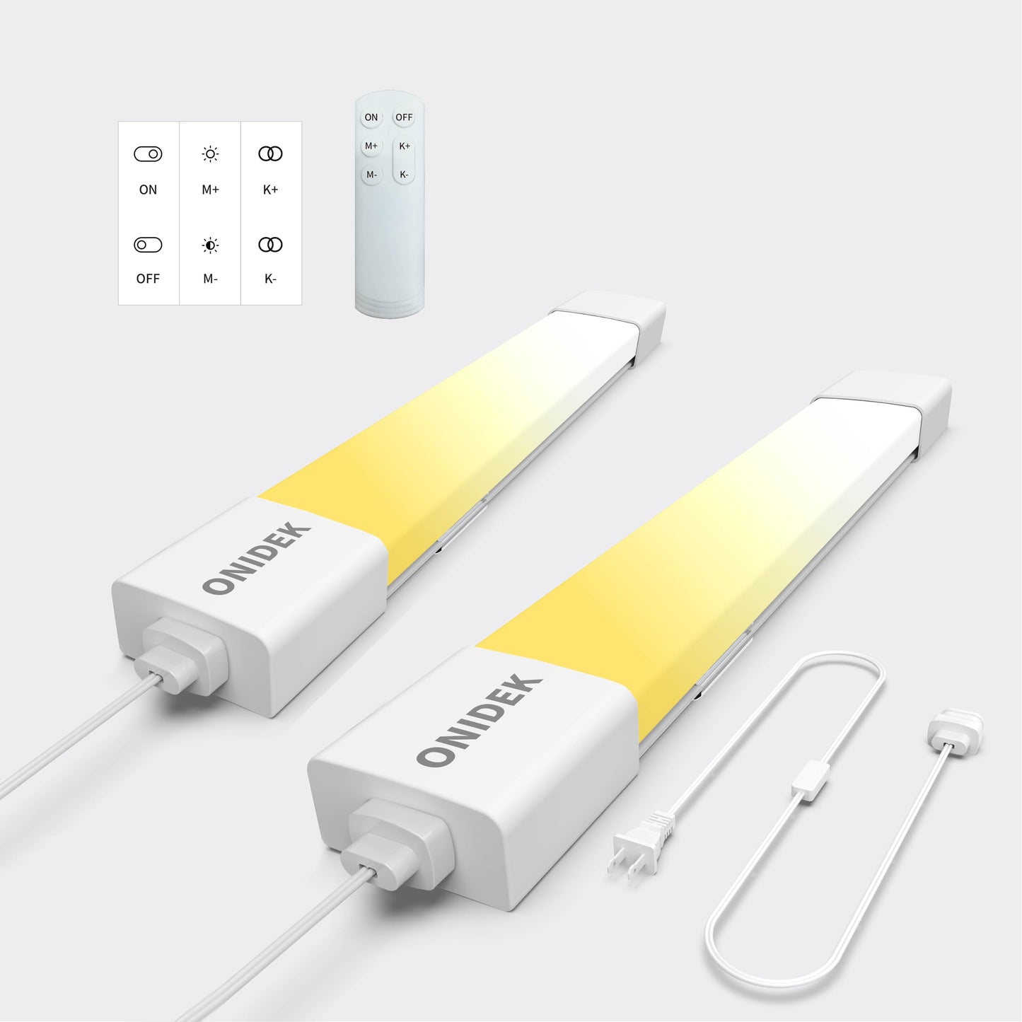ONIDEK Under Cabinet Lights, 15W 1500LM, Dimmable 3000K-6500K, Wireless Control, 16 inch-2pcs, White, Model L
