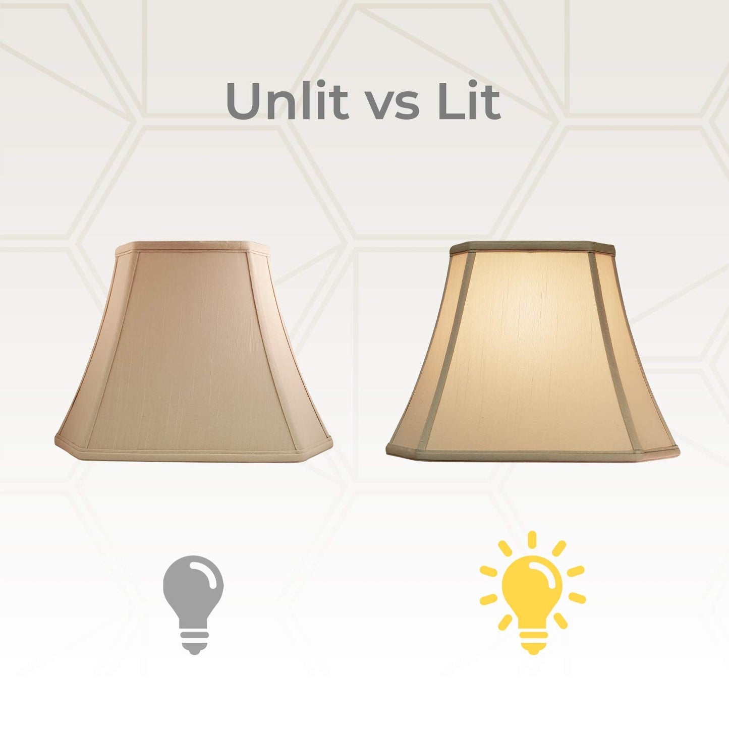 Royal Designs, Inc. Rectangle Cut Corner Lamp Shade, 8x14x10.5, Faux Silk, Beige, Model BSO-710-14BG-2, 2-Pack