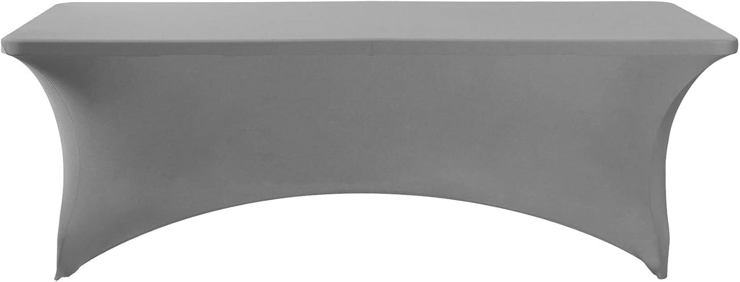 2Pack Spandex Table Cover for 8FT or 4ft or 6ft Table Universal Fitted Stretch Tablecloth for Party, Banquet, Wedding and Events-Gray