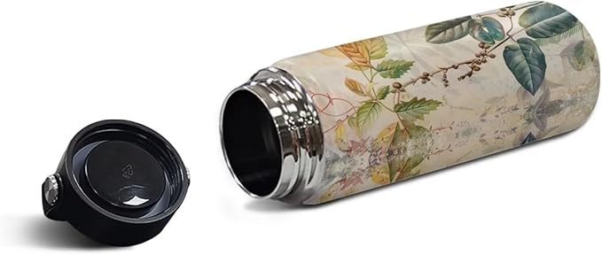 Floral Insulated Water Bottle with Lid -18 Oz Vacuum Stainless Steel Reusable Leak & Sweat Proof Gym Sports Travel Water Bottle for Women Men