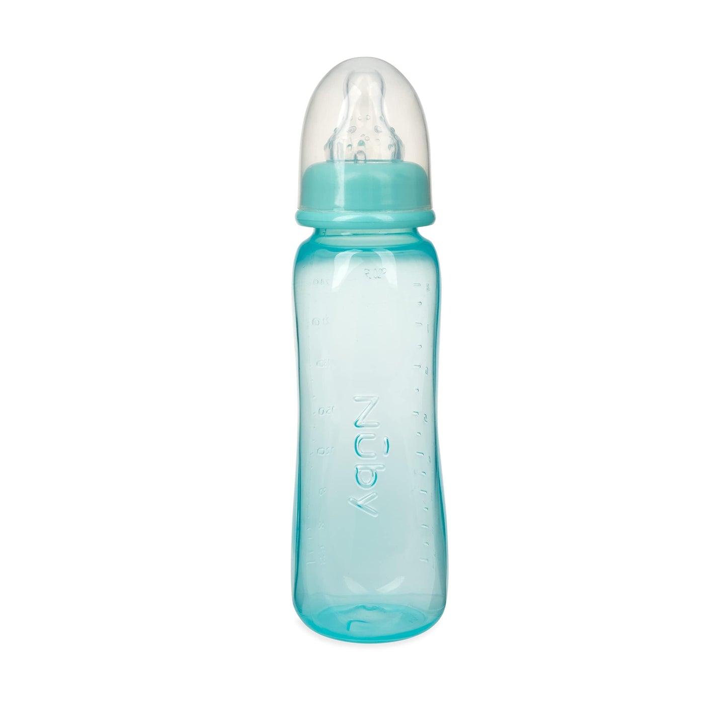 Nuby Standard Neck Tinted Bottle, 8oz, 3+ Months, Single Pack of 1, Colors May Vary