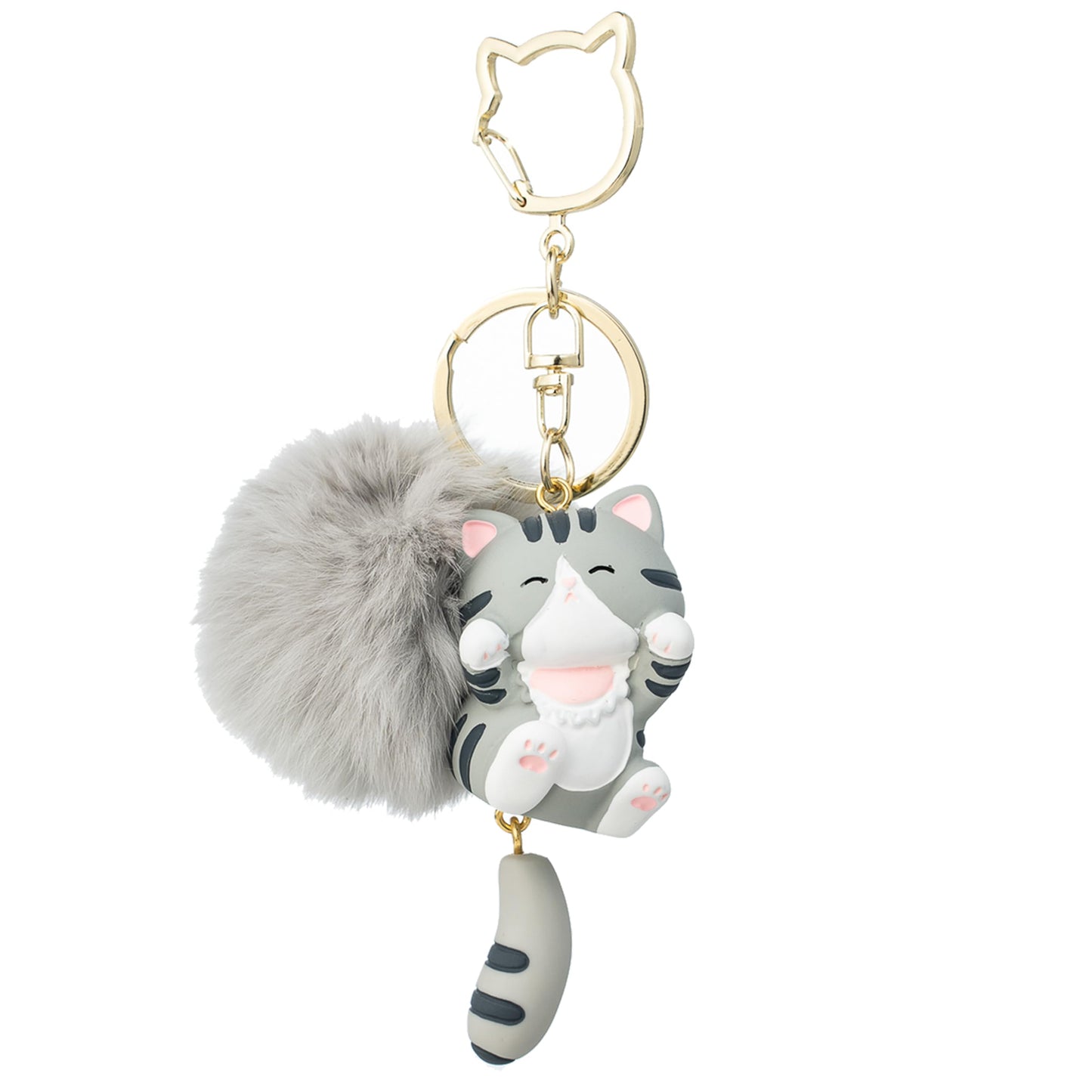 Jekvill Cute plush cat keychains for women, cute cartoon cat keychains with soft plush balls, durable and lightweight, bag accessories, can hold keys, wallets, backpacks,bag charms