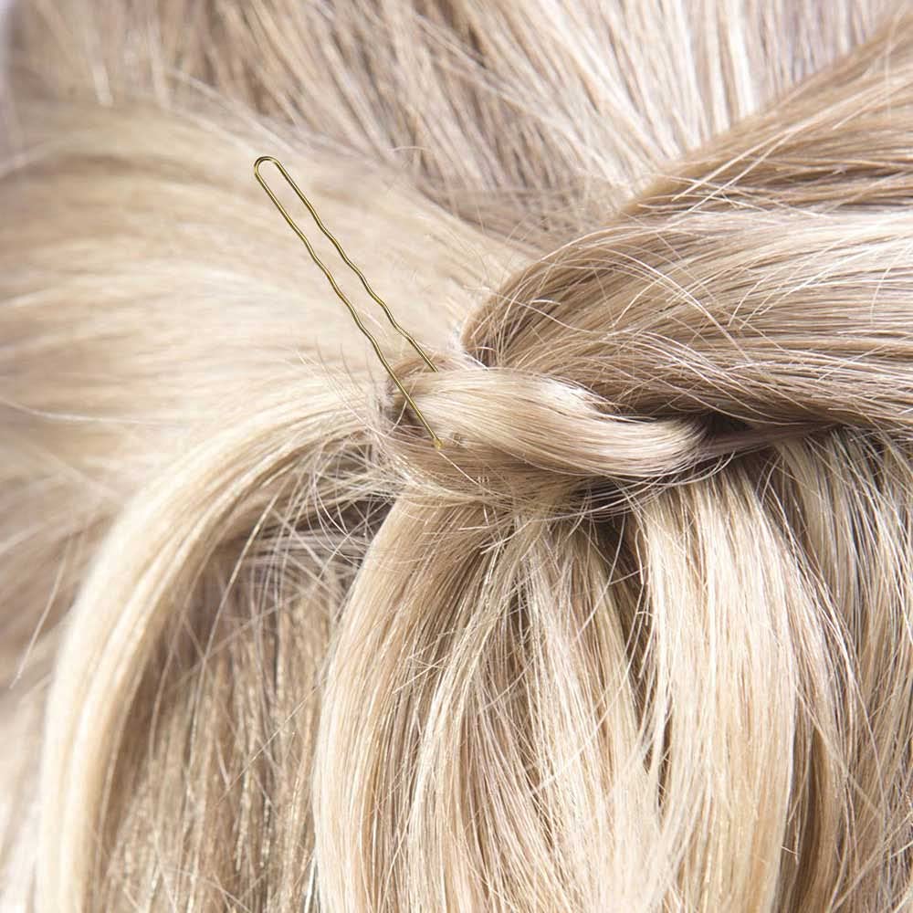 300 Bun Hair Bobby Pins U Shaped Pin Hair Grips to Clip Ballet Hair Net for Women 6 CM/2.3 inch Golden