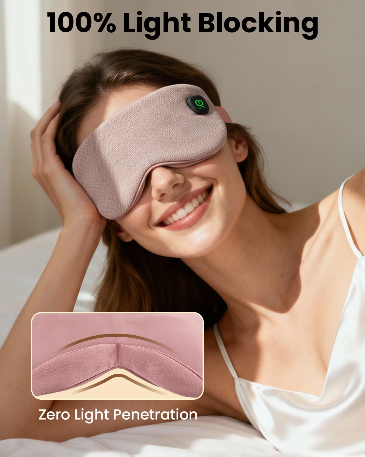 Heated Eye Mask - Cordless Eye Mask for Dry Eyes, Eye Relief, Improved Sleep, 4 Temperature, Washable Eye Heating Pad for Travel and with Replaceable Shell, Gifts for Women