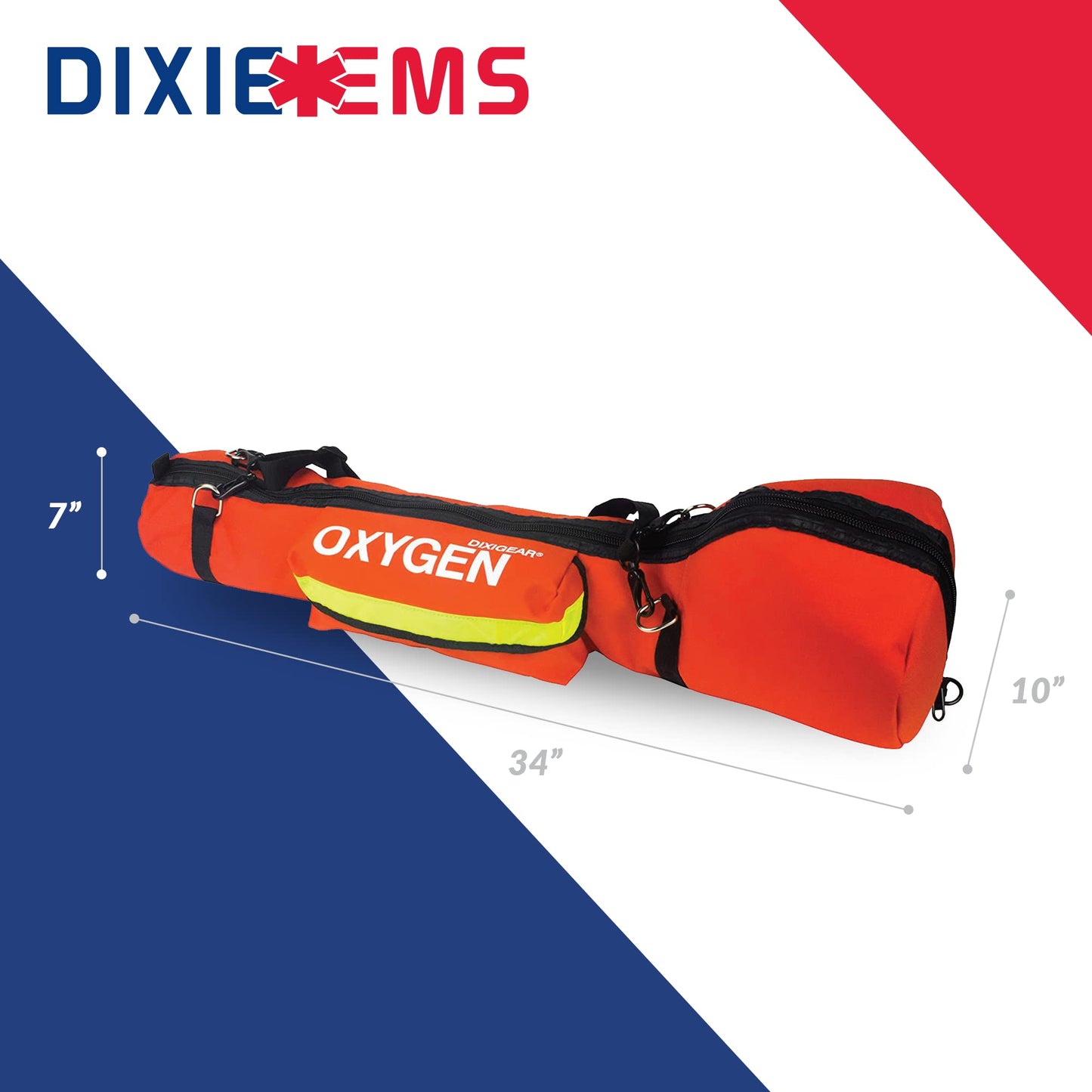 Dixie Ems O2 Shoulder Bag for E Size O2 Cylinder and Supplies, Oxygen Tank Carry Pack with Padding