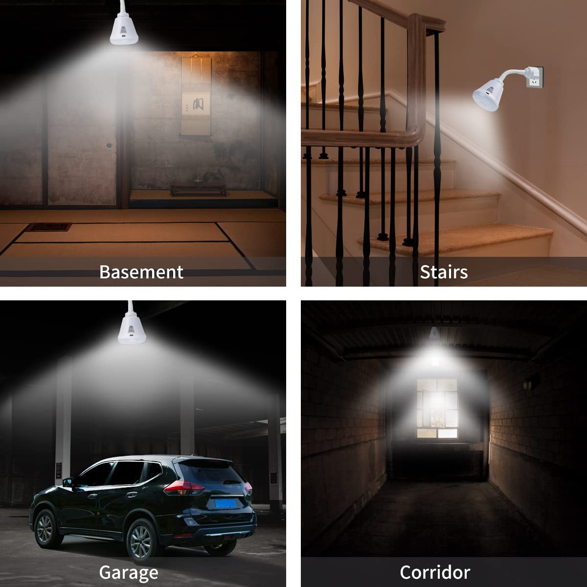 Eyesfon Plug In Motion Sensor Night Light, Led 6W Pir Sensor, Us Plug, White Light, Model Xs-007C, Acrylonitrile Butadiene Styrene