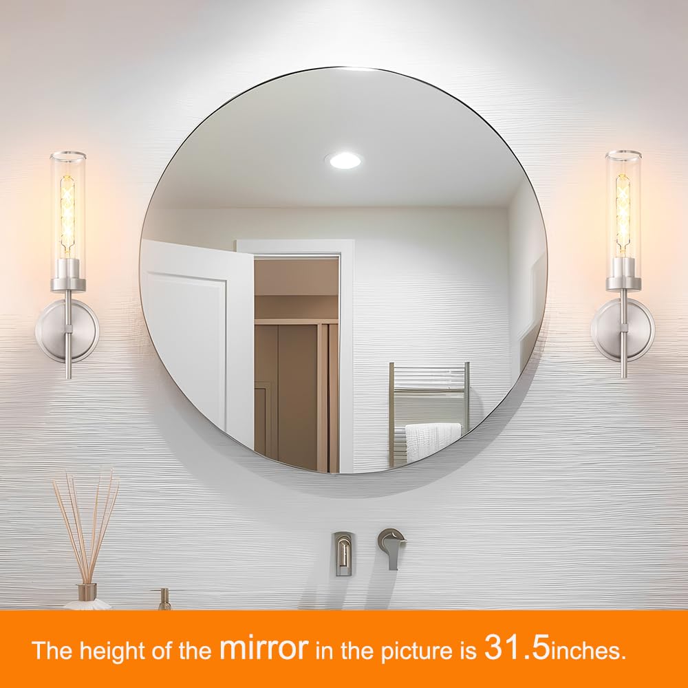 Wall Sconces Set Of 2  Brushed Nickel Sconces Wall Lighting  Modern Bathroom Vanity Light Fixtures With Clear Glass  Bathroom Sconces Wall Mount Lights For Living Room Bedroom Hallway  Hardwired