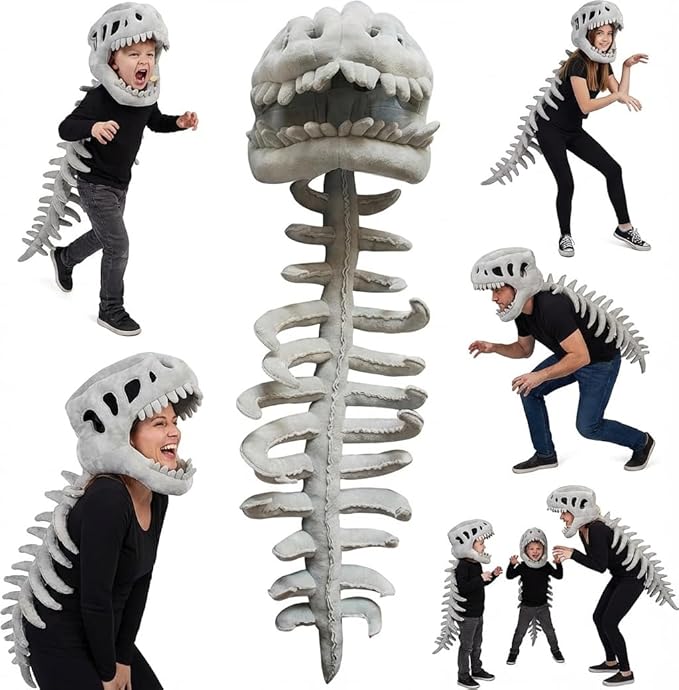 LUMIXA Dinosaur Skeleton Plush Costume - Cozy 3D Spinosaurus Outfit for Kids & Adults Wearable Cuddly Toy for Dress Up & Play