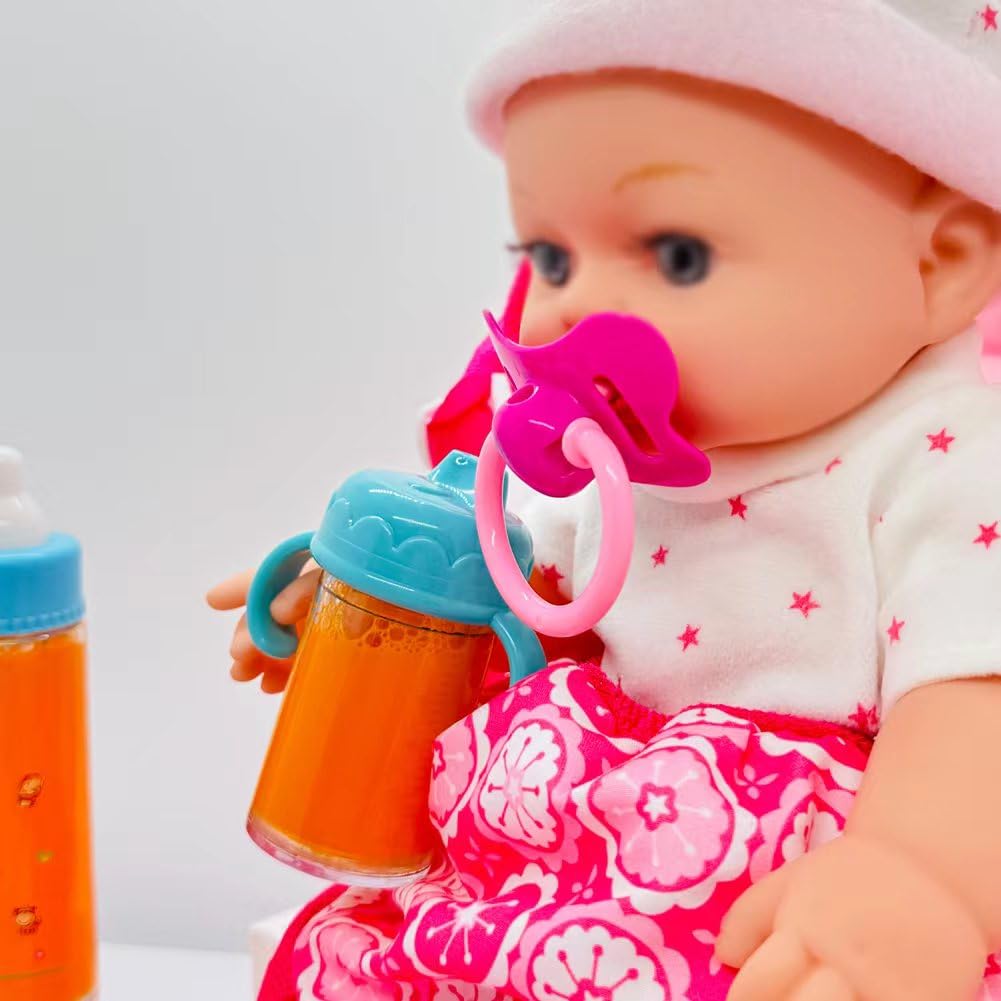 SAIBURAZ Baby Doll Bottle Accessories Toys Baby Doll Magic Bottles Playset Disappearing Bottles with Pacifier for Little Girls (Big Set(for 12-18" Doll))