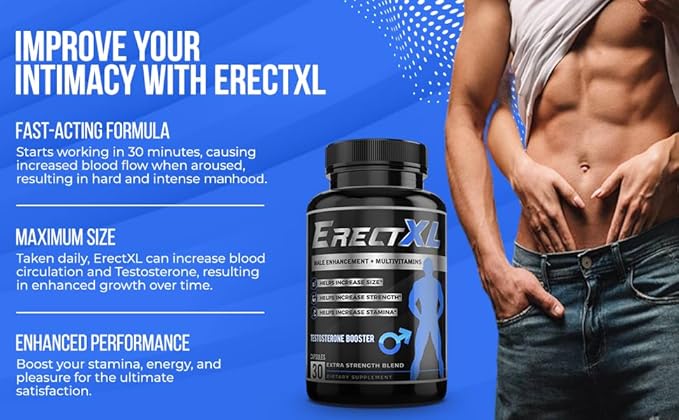 ErectXL Male Performance + MULTIVITAMIN – Increase Size, Strength, Stamina | Nitric Oxide & Testosterone Enhancer w/GoatWeed & MacaRoot +19 Natural Ingredients