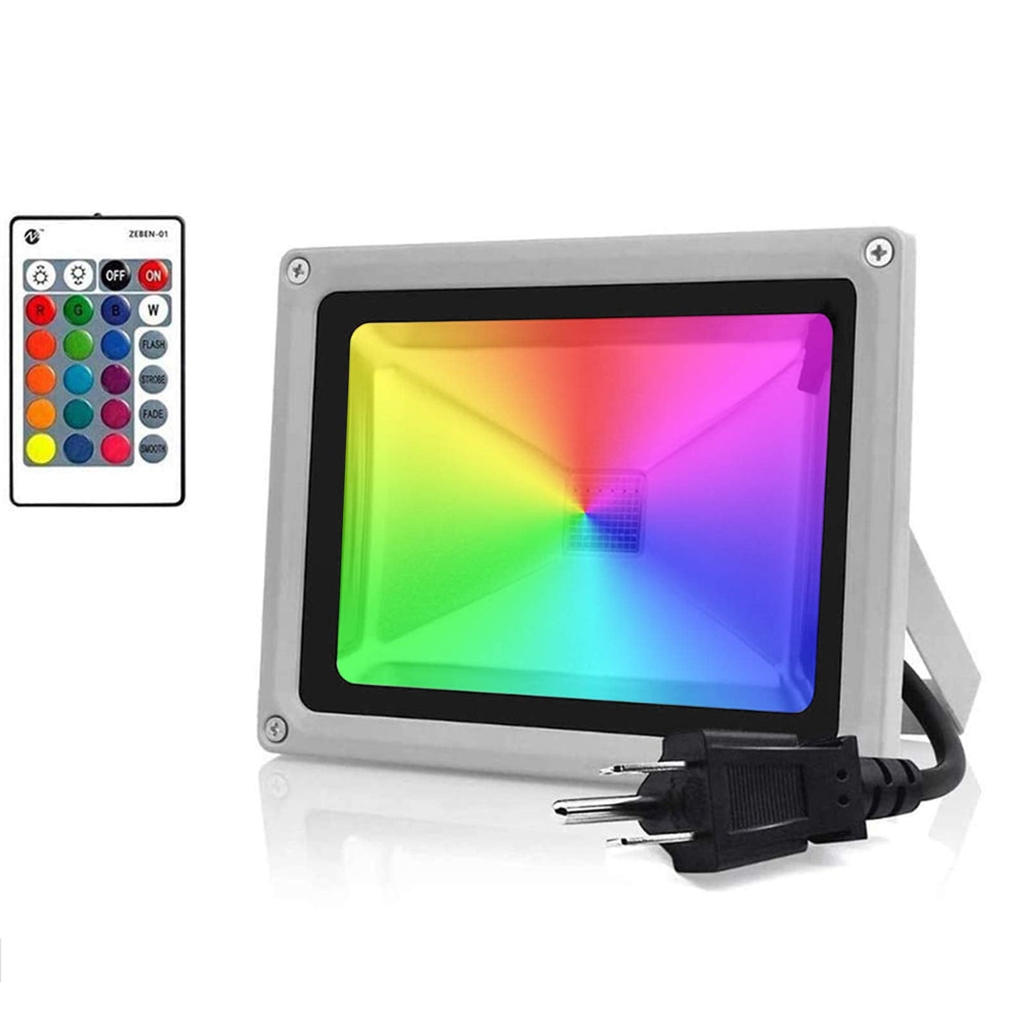 Z 100W Equivalent LED Flood Light, RGB Color Changing, Dimmable, IP65 Waterproof, Remote Control, Model 8d0b94d5-76cb-45d6-