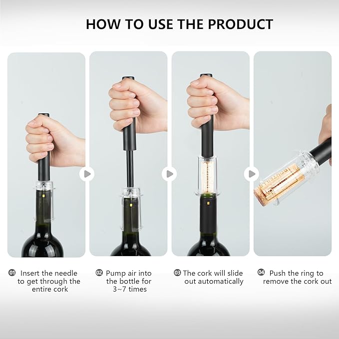 Wine Air Pressure Pump Bottle Opener Set,Simple Wine Pump Cork Remover Corkscrew,Efficient Corkscrew Bottle Opener,Easy Screw Out Tool, Perfect Wine Gift For Wine Lovers. (2)